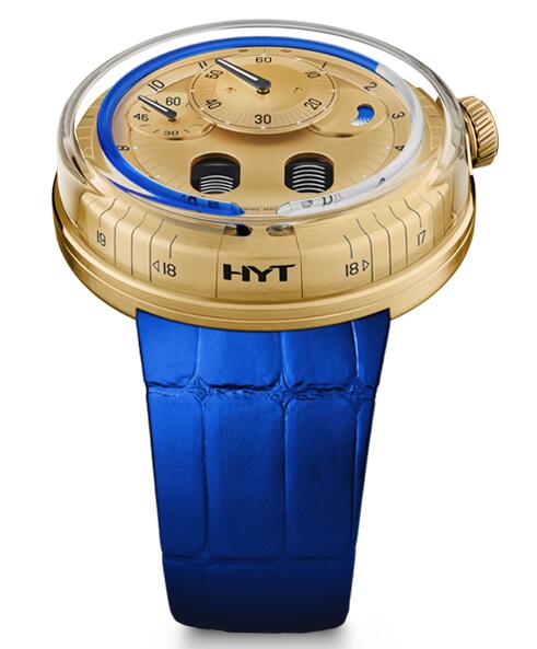 Replica HYT h0 gold blue 048-GD-94-BF-CR watch